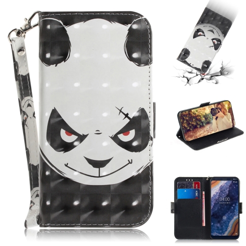 

3D Colored Drawing Angry Bear Pattern Horizontal Flip Leather Case for Nokia 9, with Holder & Card Slots & Wallet