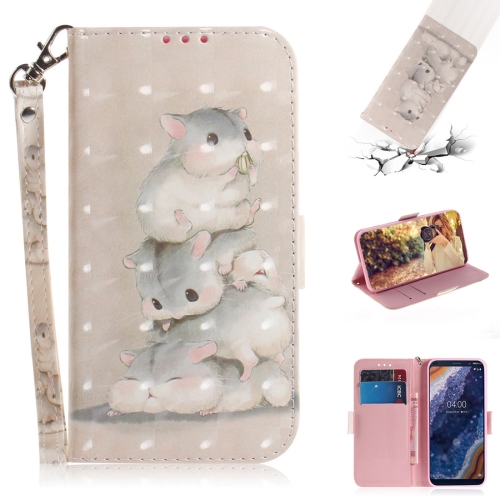 

3D Colored Drawing Squirrels Pattern Horizontal Flip Leather Case for Nokia 9, with Holder & Card Slots & Wallet