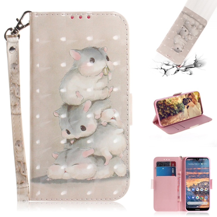 

3D Colored Drawing Squirrels Pattern Horizontal Flip Leather Case for Nokia 4.2, with Holder & Card Slots & Wallet