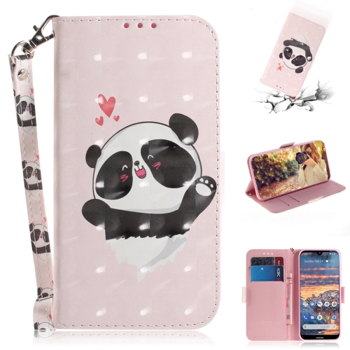 

3D Colored Drawing Heart Panda Pattern Horizontal Flip Leather Case for Nokia 4.2, with Holder & Card Slots & Wallet
