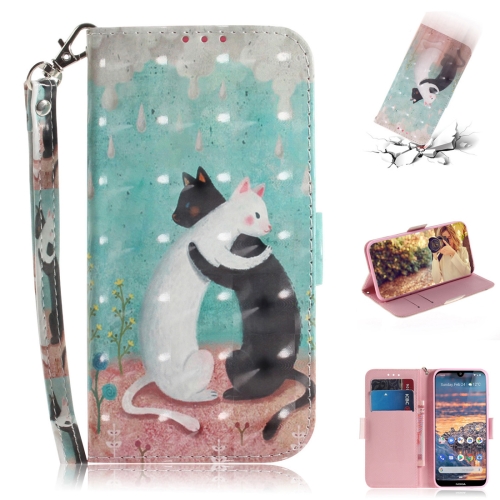 

3D Colored Drawing Cats Pattern Horizontal Flip Leather Case for Nokia 4.2, with Holder & Card Slots & Wallet