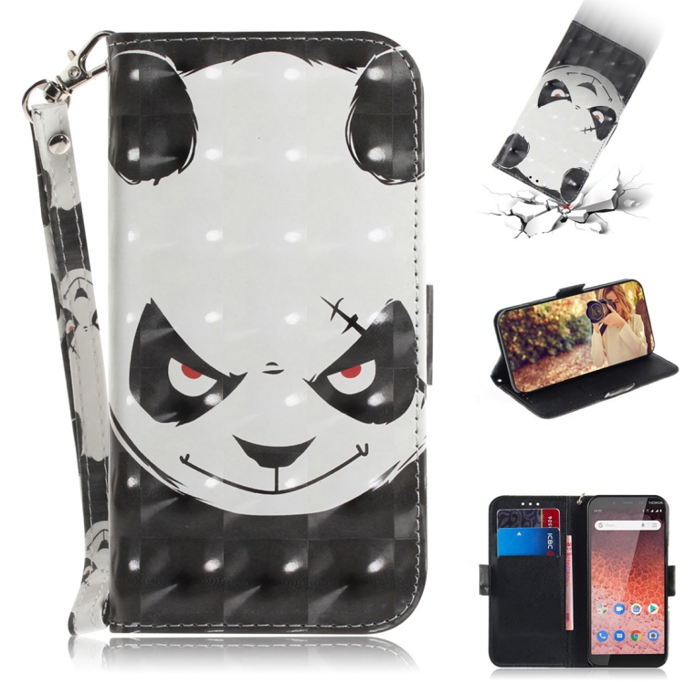 

3D Colored Drawing Angry Bear Pattern Horizontal Flip Leather Case for Nokia 1 Plus, with Holder & Card Slots & Wallet