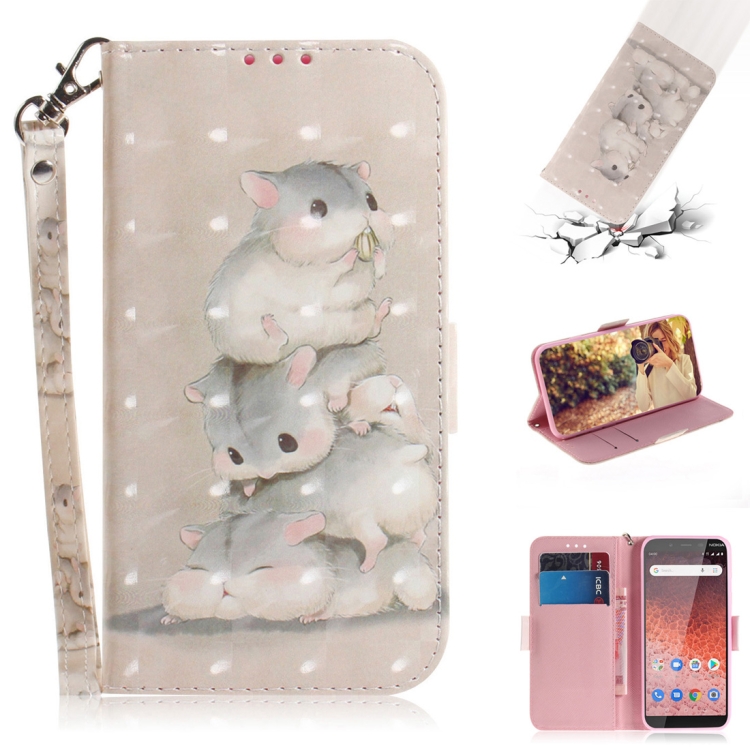 

3D Colored Drawing Squirrels Pattern Horizontal Flip Leather Case for Nokia 1 Plus, with Holder & Card Slots & Wallet
