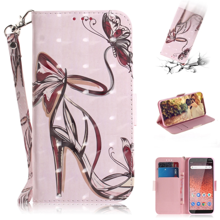 

3D Colored Drawing Butterfly High-heeled Shoes Pattern Horizontal Flip Leather Case for Nokia 1 Plus, with Holder & Card Slots & Wallet