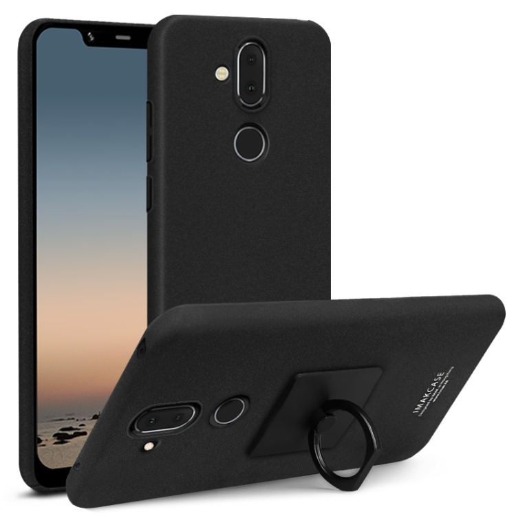 

IMAK Matte Touch Cowboy PC Case for Nokia 8.1 / X7, with Holder & Screen Sticker(Black)