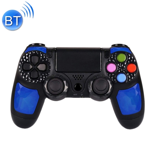 

Wireless Bluetooth Diamond Texture Shock Touch Plate Game Handle Controller with Smart Indicator for Sony PS4 (Blue)