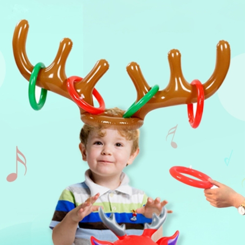 

3 PCS Inflatable Reindeer Antler Cute Deer Head Child Throw Ring Games Toy