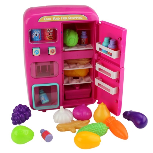 

MoFun QC8B Electric Simulation Refrigerator + Vending Machine Kids Toy Set with Door, Support Light / Ringtone / Fog Function (Wine Red)