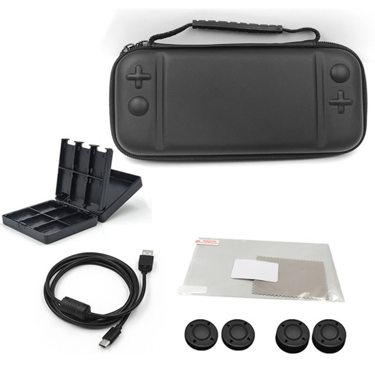 

10 in 1 Portable Durable Protective Storage Bag for Switch Lite(Black)