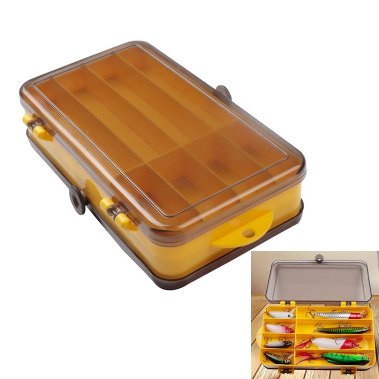 

Portable Outdoor Lure Box Transparent Plastic Double-sided Storage Box, Size: 18 x 10 x 5cm(Yellow + Grey)