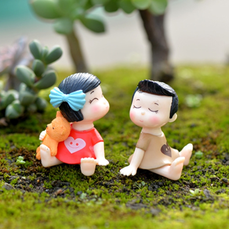 

Lovers Bow Garden Dollhouse Decoration Moss Micro Landscape PVC Ornaments