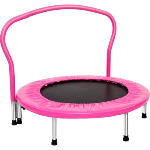 

[US Warehouse] 36 inch Indoor and Outdoor Mini Children Trampoline with Safety Cushion Cover / Handrail(Pink)