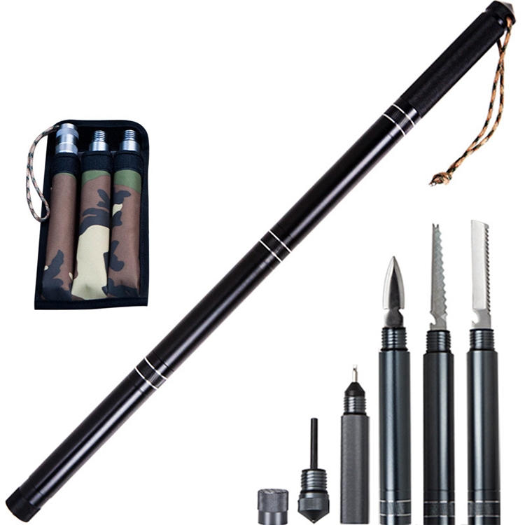 

Outdoor Multi-function Portable Foldable Aluminium Alloy Alpenstocks Poles, Length : 64CM(Black)