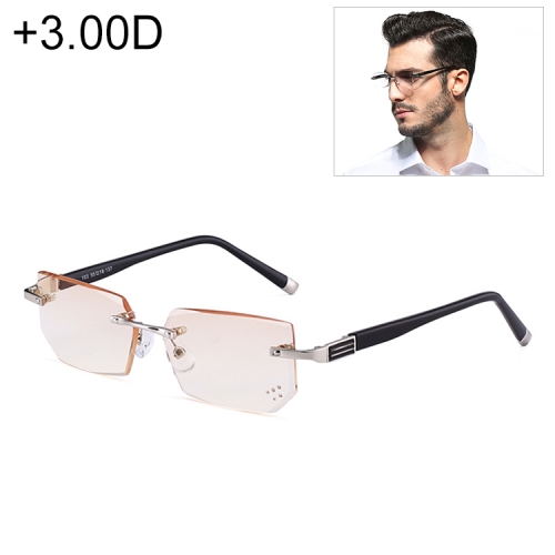 

Men Anti Fatigue & Blue-ray Rimless Rhinestone Trimmed Presbyopic Glasses, +3.00D