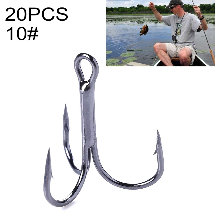 

HENGJIA 20 PCS Classic Black High Carbon Steel Fishing Three-jaw Treble Hooks