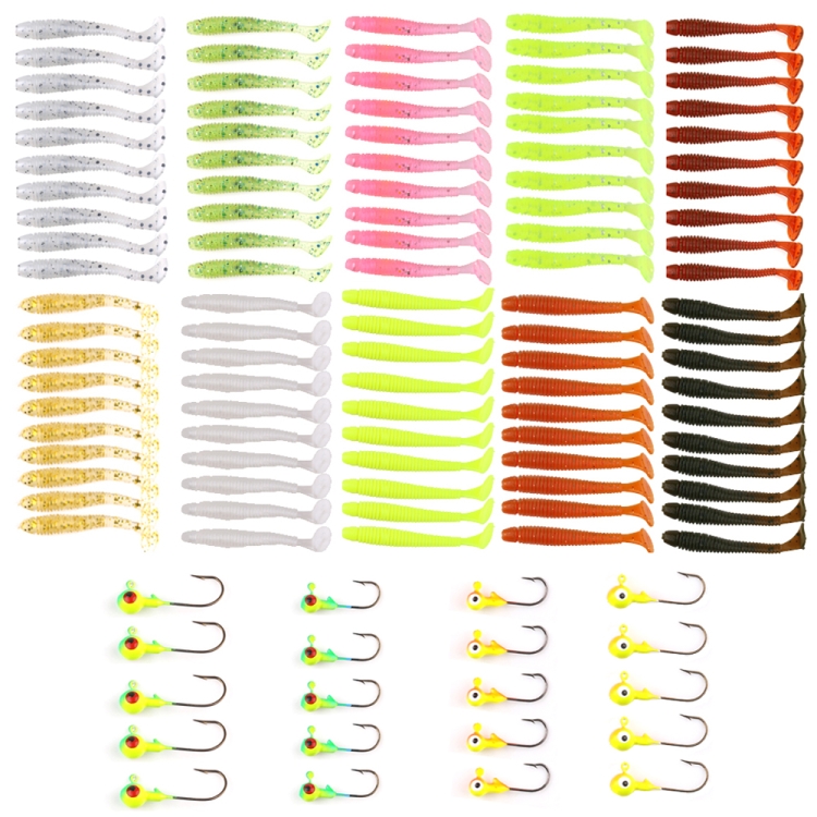 

HENGJIA SO041H 120 PCS Outdoor Fishing Gear Fish Bait Soft Bait Road Bait Set