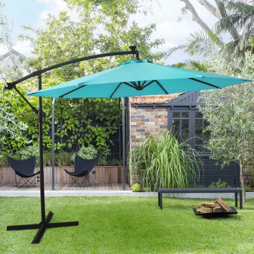 

[US Warehouse] Outdoor Patio Offset Lighted Hanging Cantilever Umbrella, Size: 10FT(Blue)
