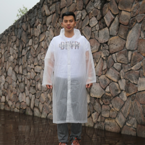 

Long Sleeve Cuff Windproof Upgrade Version of One-piece Environmental Protection Transparent Raincoat Average Size(White)