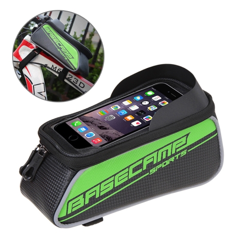 

BaseCamp BC-302 Bicycle Phone Bags Mountain Road Bike Front Head Top Frame Handlebar Bag with Transparent Window & Sun Visor for 15*8cm and Below Smartphones, Big Size(Green)