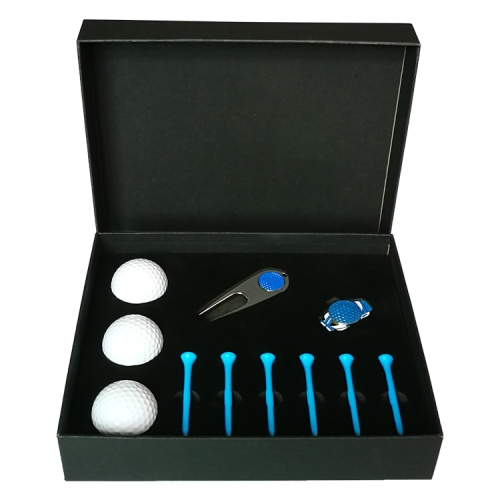 

11 in 1 6 Golf Tees + Divot Tool + 3 Golf Balls Gift Box Set (Blue)