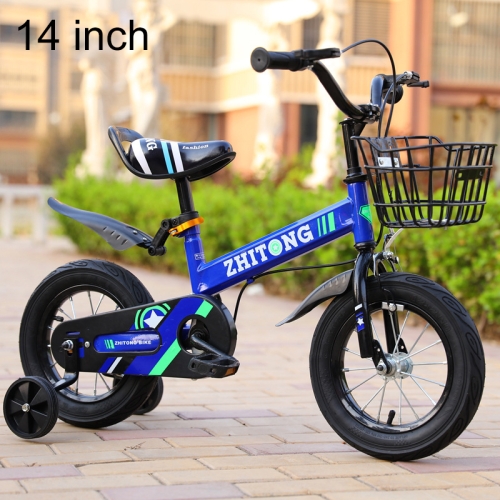 

ZHITONG 8366 14 inch Fashion Version Children High Carbon Steel Frame Balance Car Pedal Bicycle with Front Basket & Bell, Recommended Height: 100-115cm(Blue)