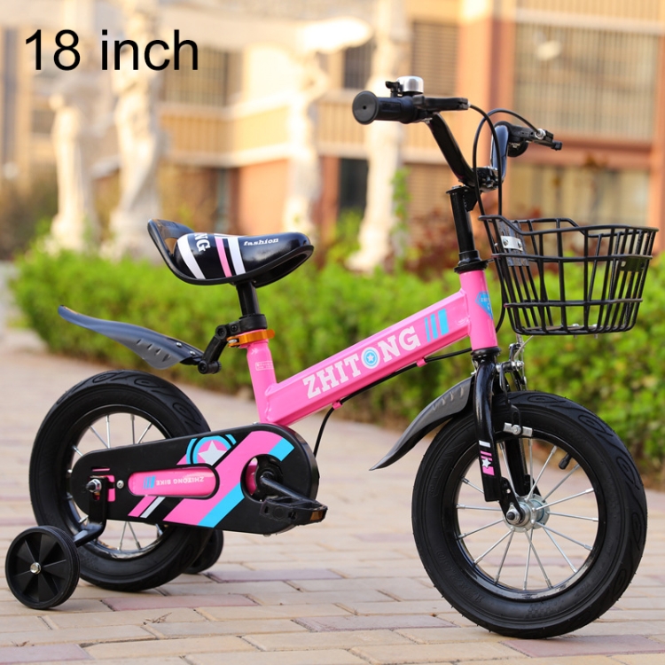 

ZHITONG 8366 18 inch Fashion Version Children High Carbon Steel Frame Balance Car Pedal Bicycle with Front Basket & Bell, Recommended Height: 120-135cm(Pink)