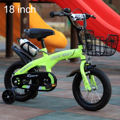 

ZHITONG 5188 18 inch Sports Version Children High Carbon Steel Frame Pedal Bicycle with Front Basket & Bell, Recommended Height: 118-135cm(Green)