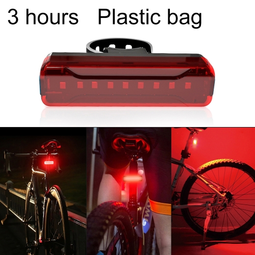 

A02 Bicycle Taillight Bicycle Riding Motorcycle Electric Car LED Mountain Bike USB Charging Safety Warning Light (3 Hours, Plastic Bag)