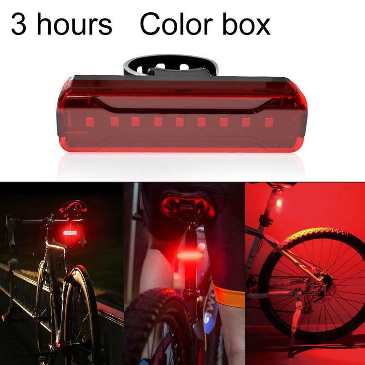 

A02 Bicycle Taillight Bicycle Riding Motorcycle Electric Car LED Mountain Bike USB Charging Safety Warning Light (3 Hours, Color Box)