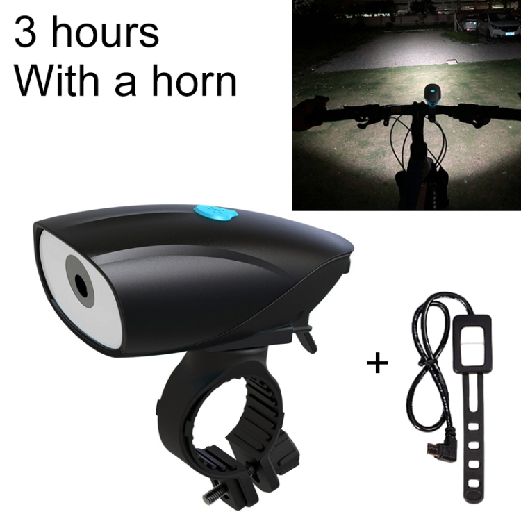 

USB Charging Bike LED Riding Light, Charging 3 Hours with Horn & Line Control (Black)