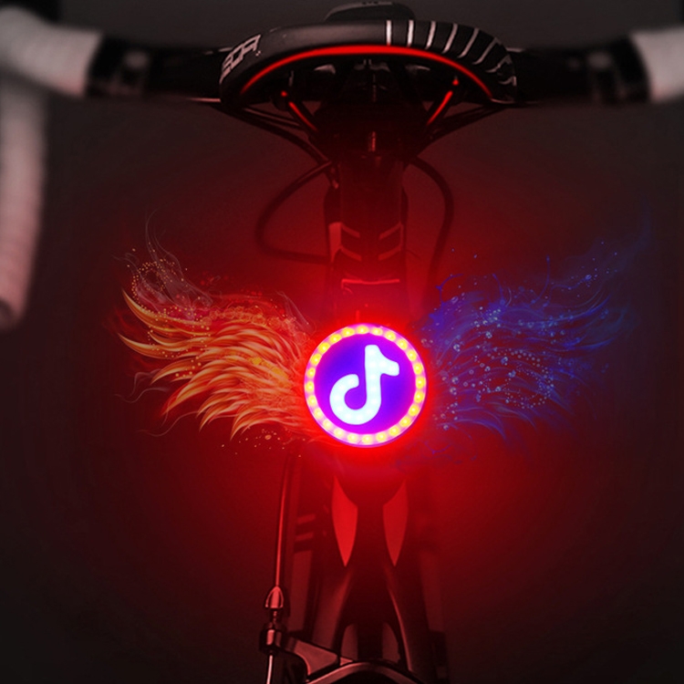 

USB Charging Red Blue Color Riding Light Rear Lamp Safety Warning Light (Music Sign Style)