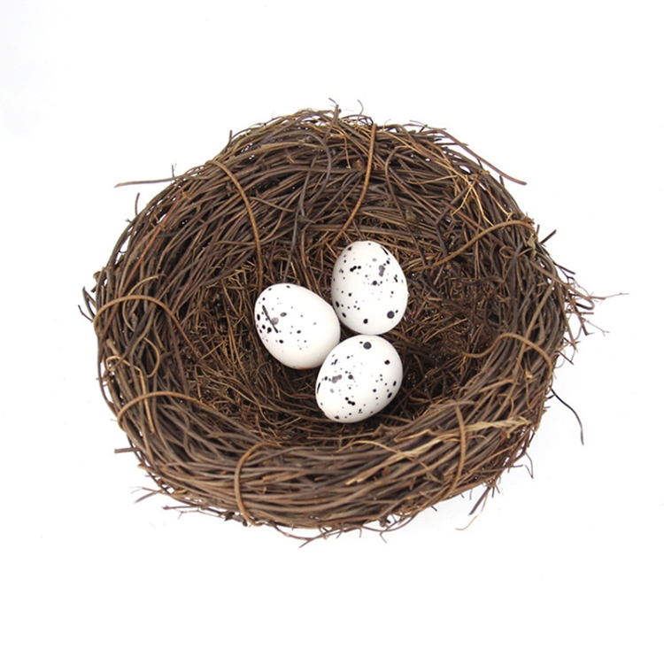 

12cm Simulation Bird Nest + 3 PCS Bird Egg Holiday Decoration