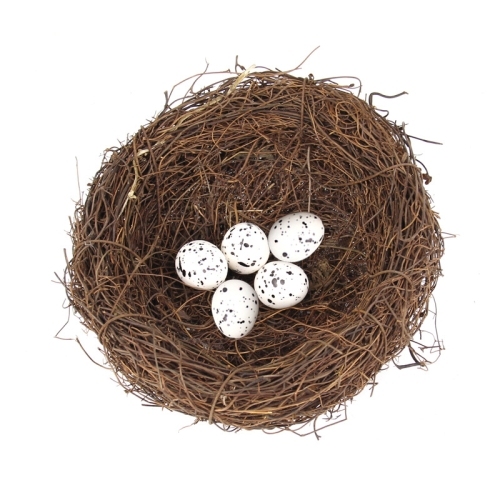 

15cm Simulation Bird Nest + 5 PCS Bird Egg Holiday Decoration