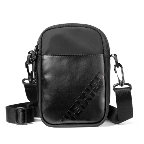 

WEIXIER 8642 Men Outdoor Casual Leather Crossbody Bag Waterproof Waist Bag (Black)