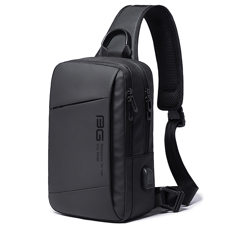 

BANGE Fashion Outdoor Sports USB Leisure Shoulder Bag Men Chest Bag(Black)