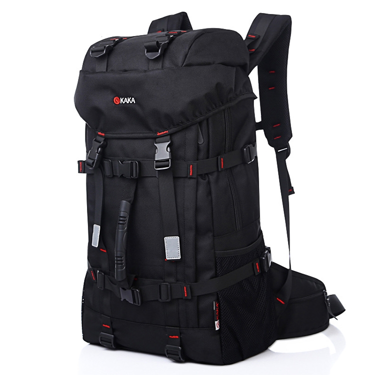 

KAKA Large Capacity Travel Backpack Outdoor Oxford Cloth 55L Waterproof Mountaineering Shoulders Bag with Lock(Black)
