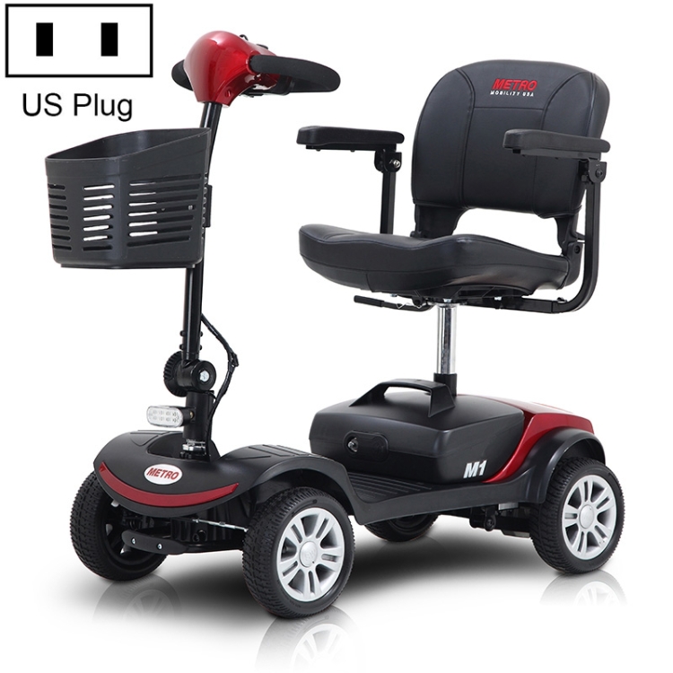 

[US Warehouse] METRO M1 Outdoor Compact Mobility Electric Scooter Foldable Electromobile with LED Light & Backrest Seat & Basket, US Plug(Red)