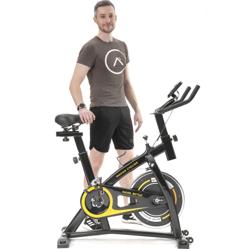 

[US Warehouse] Indoor Fitness Bike Belt Drive System Riding Trainer with Seat Cushion & LCD Display & Water Bottle Holder