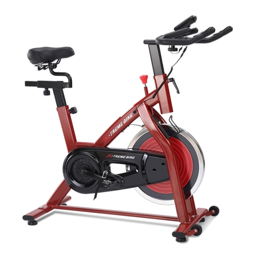 

[JPN Warehouse] X-TREME Hj1302 Belt Driven Silent Indoor Spinning Bike Fitness Bicycle with Heart Rate Monitor Handle & LCD Display(Wine Red)