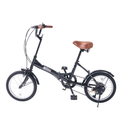 

[JPN Warehouse] 16 inch Folding 6-speed Variable Speed Bicycle for Women, with Bell & Mirror(Black)