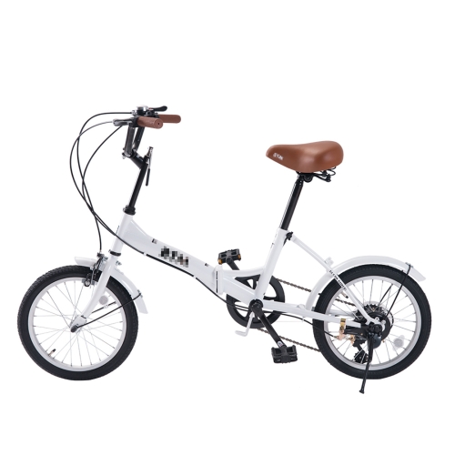 

[JPN Warehouse] 16 inch Folding 6-speed Variable Speed Bicycle for Women, with Bell & Mirror(White)