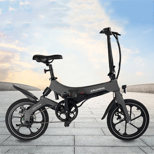 

[EU Warehouse] GRUNDIG Folding Magnesium Alloy Electric Bicycle with 16 inch Tires & LED Lights & LCD Display & 5.2AH Lithium Battery, EU Plug(Black)