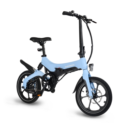 

[EU Warehouse] GRUNDIG Folding Magnesium Alloy Electric Bicycle with 16 inch Tires & LED Lights & LCD Display & 5.2AH Lithium Battery, EU Plug(Blue)