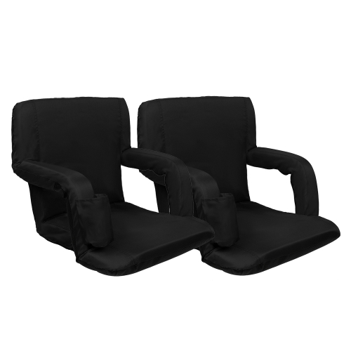 

[US Warehouse] 2 PCS 21 inch Simple Style Stadium Waterproof Cushion Grandstand Chair with Beverage Bag(Black)