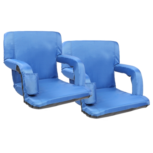 

[US Warehouse] 2 PCS 21 inch Simple Style Stadium Waterproof Cushion Grandstand Chair with Beverage Bag(Dark Blue)