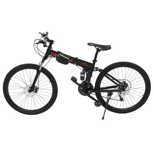 

[US Warehouse] 24 inch 21-speed Foldable Mountain Bike with Riding Bag(Black)