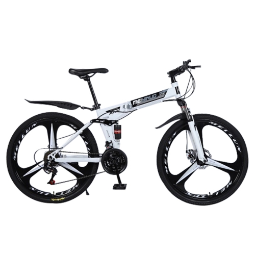 

[US Warehouse] MEIYINUO 21-speed Steel Folding Double Disc Brake Mountain Bike with 26 inch Three-knives Wheel(White)