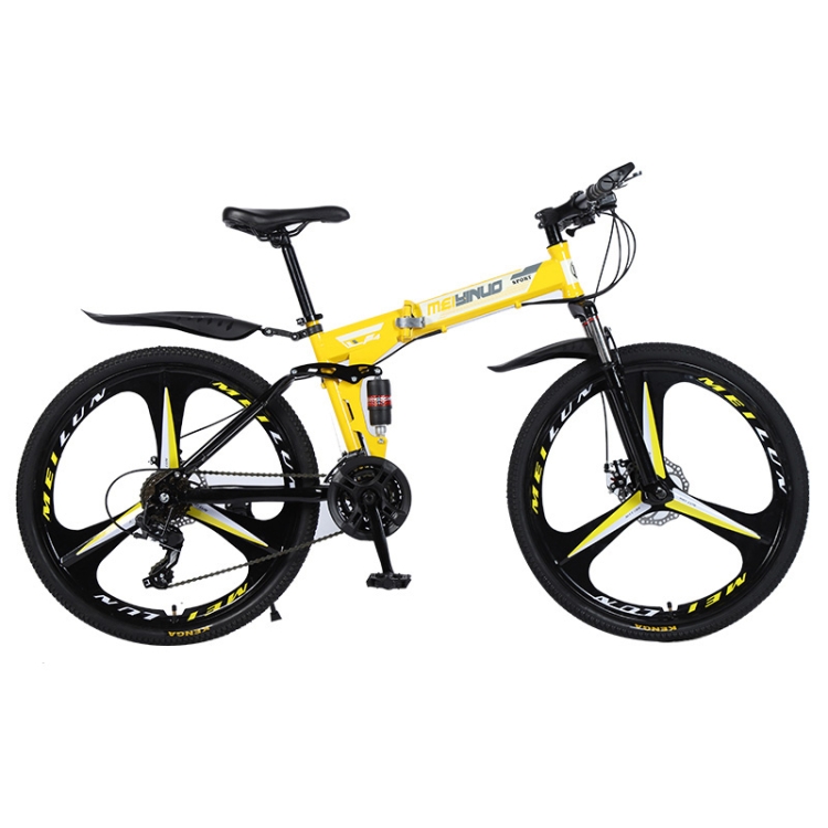 

[US Warehouse] MEIYINUO 21-speed Steel Folding Double Disc Brake Mountain Bike with 26 inch Three-knives Wheel(Yellow)