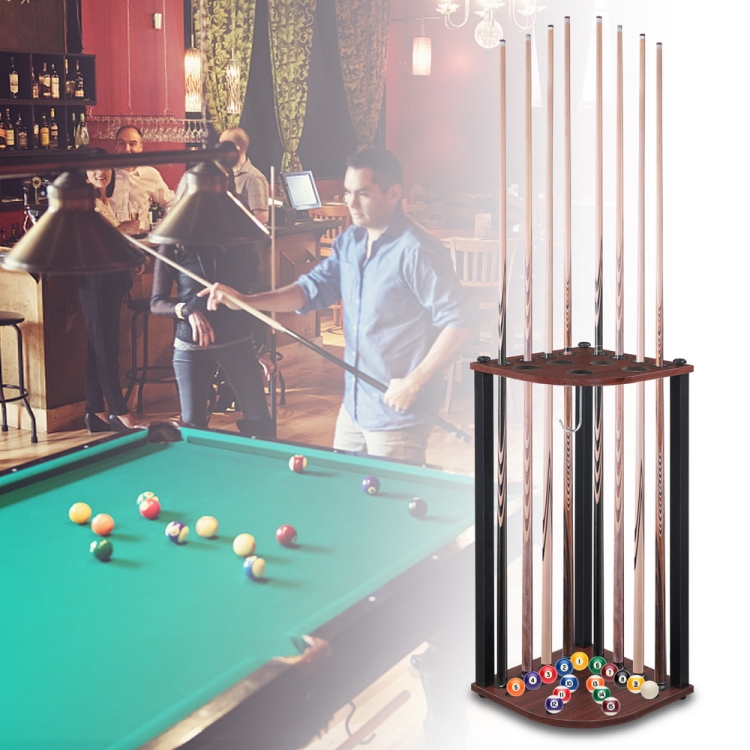 

[US Warehouse] 8-hole Wooden Floor-standing Fan-shaped Billiard Cue Holder