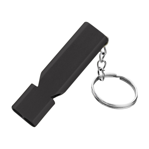 

10 PCS MNL-006 Aluminum Alloy Double Tube High Frequency Whistle Children Outdoor Survival Whistle with Key Ring (Black)